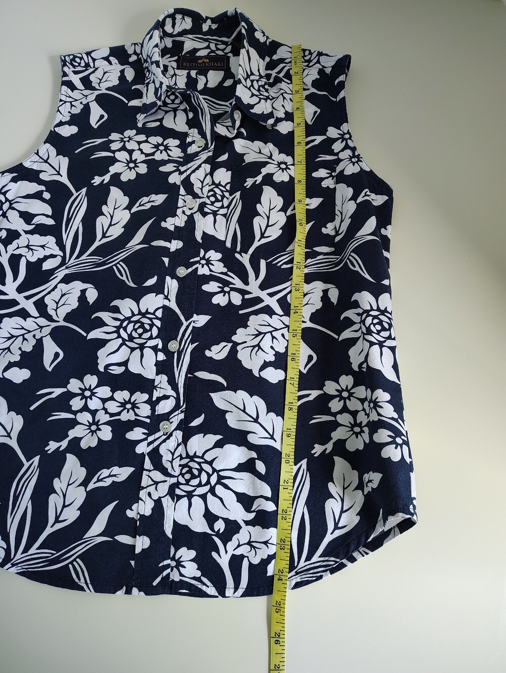 VTG British Khaki Floral 2 Piece Set Cotton Wide Leg Crop Separates Sz 4/8 - Picture 4 of 12